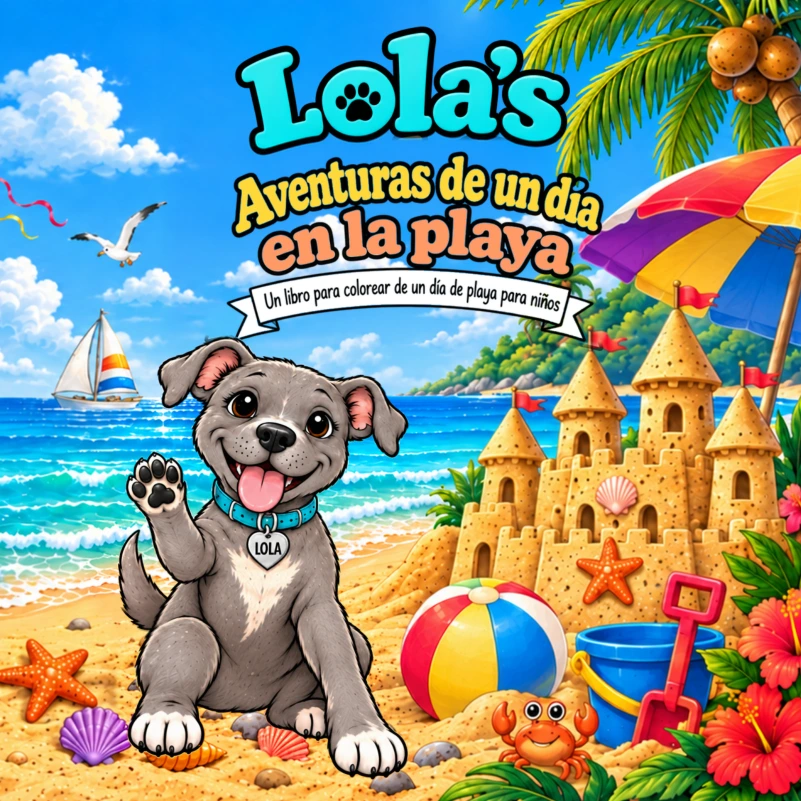 Lola’s beach adventure cover in Spanish